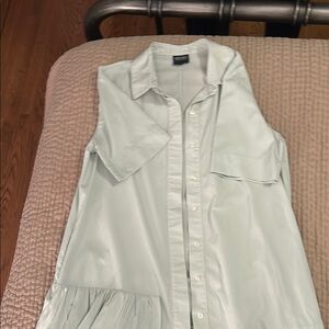 Light Green Button-Up Shirt Dress